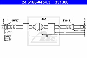 Jarruletku, Etuakseli, FORD GALAXY, SEAT ALHAMBRA, VW SHARAN, 1001348, 7335771, 7M0 611 701 D, 95VW-2078-AE
