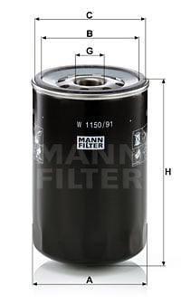 Suodatin, työhydrauliikka MANN-FILTER W 1150/91