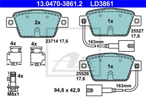 Jarrupalasarja, levyjarru, Taka-akseli, ALFA ROMEO,CHRYSLER,FIAT,LANCIA, 71769094, 77363518, 77364590, 77365809