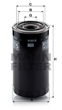 Hydrauliikkasuodatin, automaattivaihteisto MANN-FILTER W 951/5