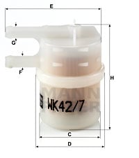 Polttoainesuodatin MANN-FILTER WK 42/7