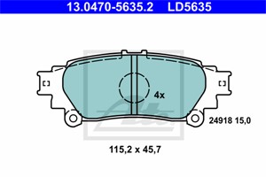 Jarrupalasarja, levyjarru, Taka-akseli, LEXUS RX, TOYOTA PRIUS C, PRIUS PLUS, 04466-47070, 04466-48130, 04466-48140