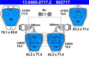 Jarrupalasarja, levyjarru, Etuakseli, AUDI 100, 100 Avant, A6, A6 Avant, A8, 4A0 698 151 B, 4A0 698 151 D, 4D0 698 151 B, 4D0 698 151 D