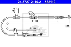 Vaijeri, käsijarru, Taakse, vasen, MITSUBISHI COLT VI, COLT CZC Cabriolet, COLT Skåp/halvkombi, MR955259