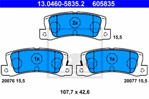 Jarrupalasarja, levyjarru, Taka-akseli, TOYOTA, 04466-12031, 04466-12040, 04466-12070, 04466-12110, 04466-20110, 04466-32010, 04466-YZZC