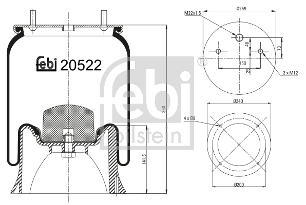 Metallipalje, ilmajousitus FEBI BILSTEIN 20522