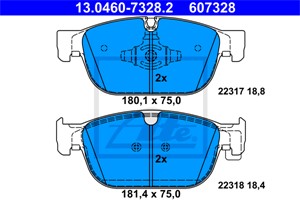 Jarrupalasarja, levyjarru, Etuakseli, VOLVO S60 III, S90 II, V60 II, V90 Kombi II, XC40, XC60 II, XC90 II, 31445975, 31445976, 31476722,