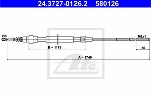 Vaijeri, käsijarru, Takana, VW PASSAT, PASSAT Variant, 357 609 721 A, 357 609 721 D, 357 609 721 E