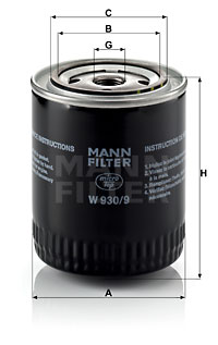 Öljynsuodatin MANN-FILTER W 930/9