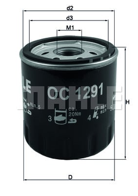 Öljynsuodatin MAHLE ORIGINAL OC 1291