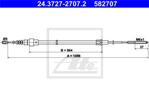 Vaijeri, käsijarru, Takana, SEAT AROSA, VW LUPO, 6X0 609 721 E